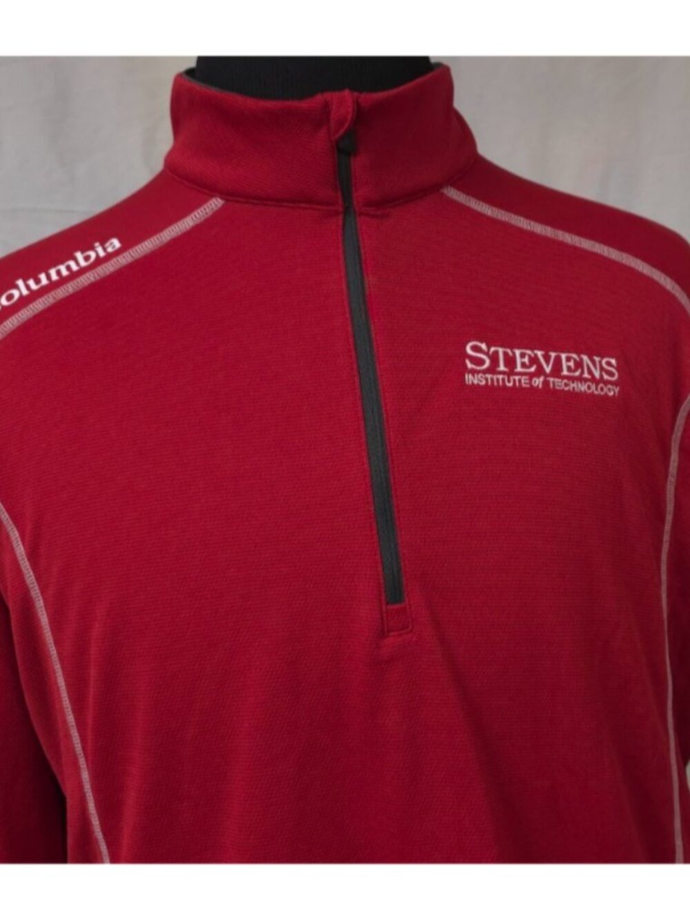 Columbia Golf Shotgun Omni Wick Mens LG Red LS 1/4 Zip Stevens Institute Shirt - Picture 2 of 15